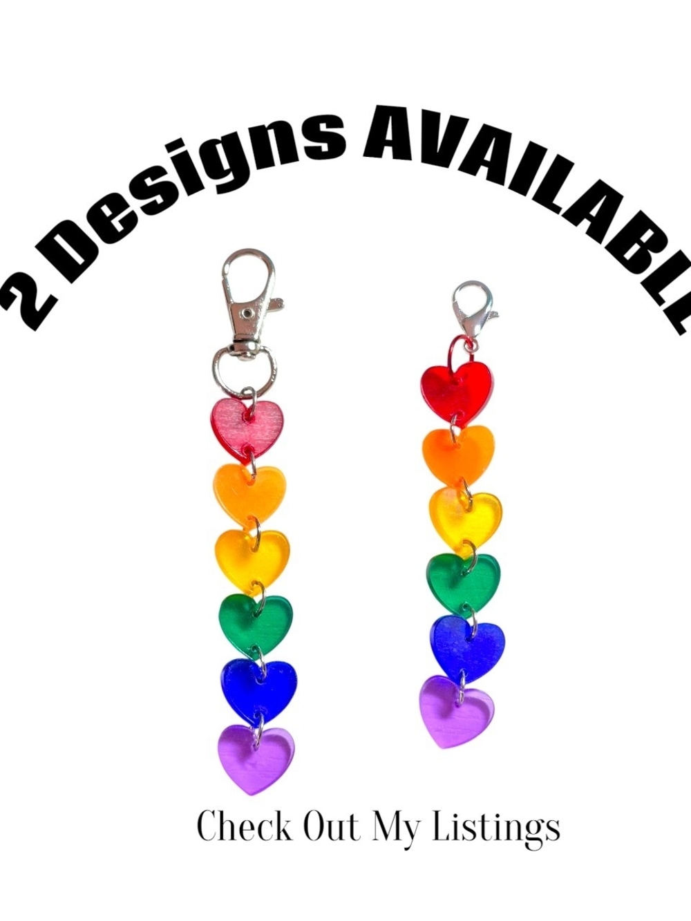 Colorful Hearts Zipper Charm ☆ Bags Dangling Acrylic Bead Pendants Steel Clasp